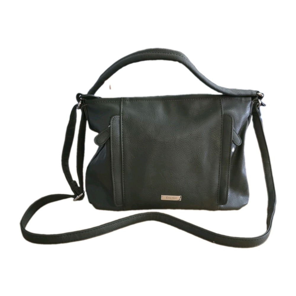 Koltov Olive Green Pebbled Faux Leather MultiPocket Shoulder Bag Crossbody Purse